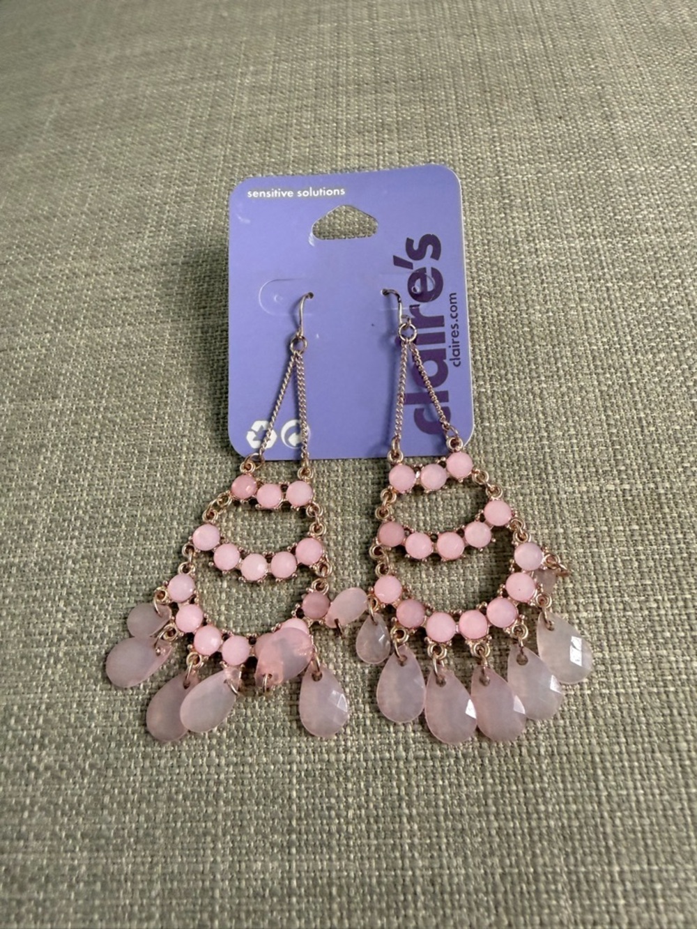 Pink Beaded Chandelier Earrings